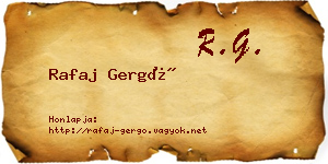 Rafaj Gergő névjegykártya